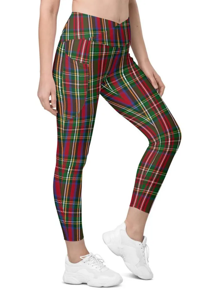 Tartan Christmas Crossover Leggings With Pockets