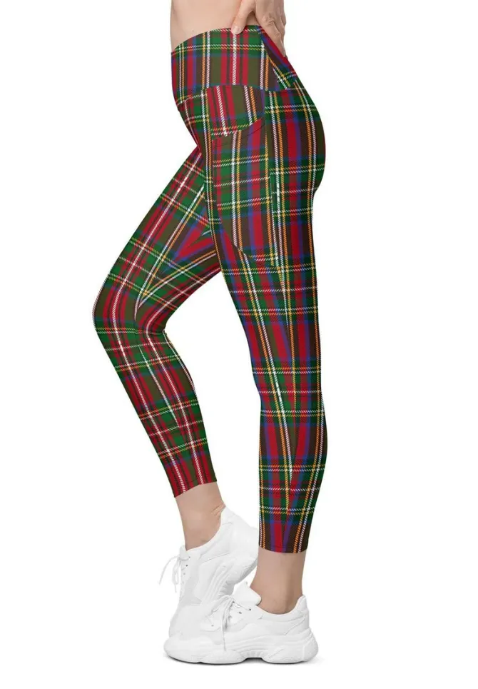 Tartan Christmas Crossover Leggings With Pockets