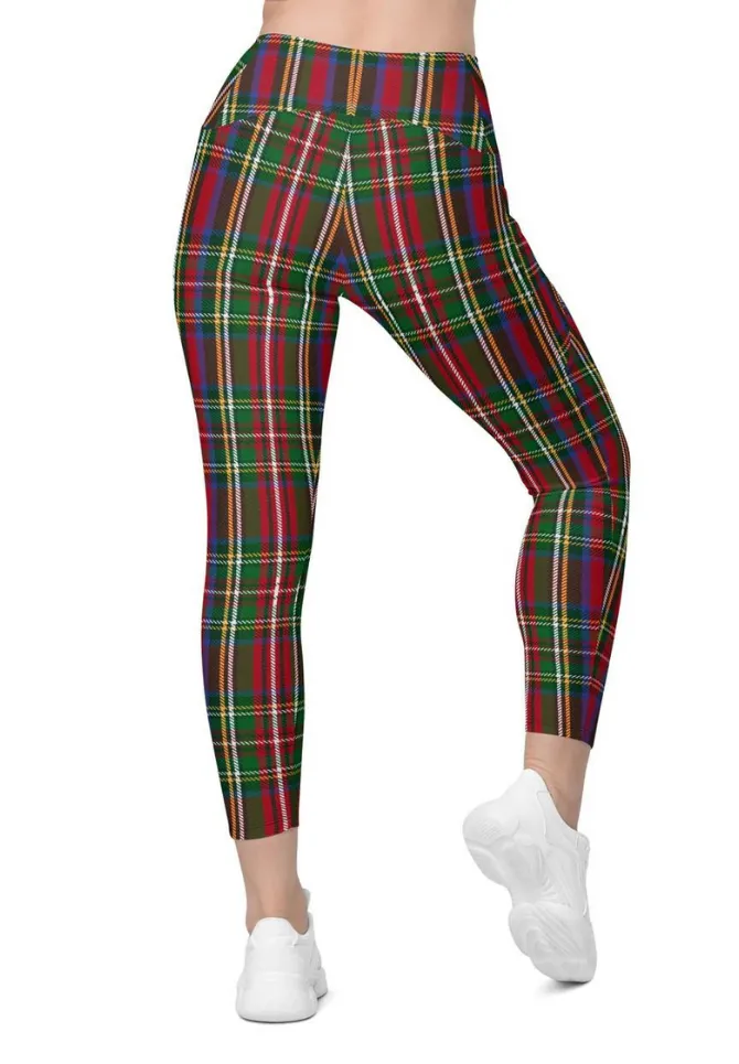 Tartan Christmas Crossover Leggings With Pockets