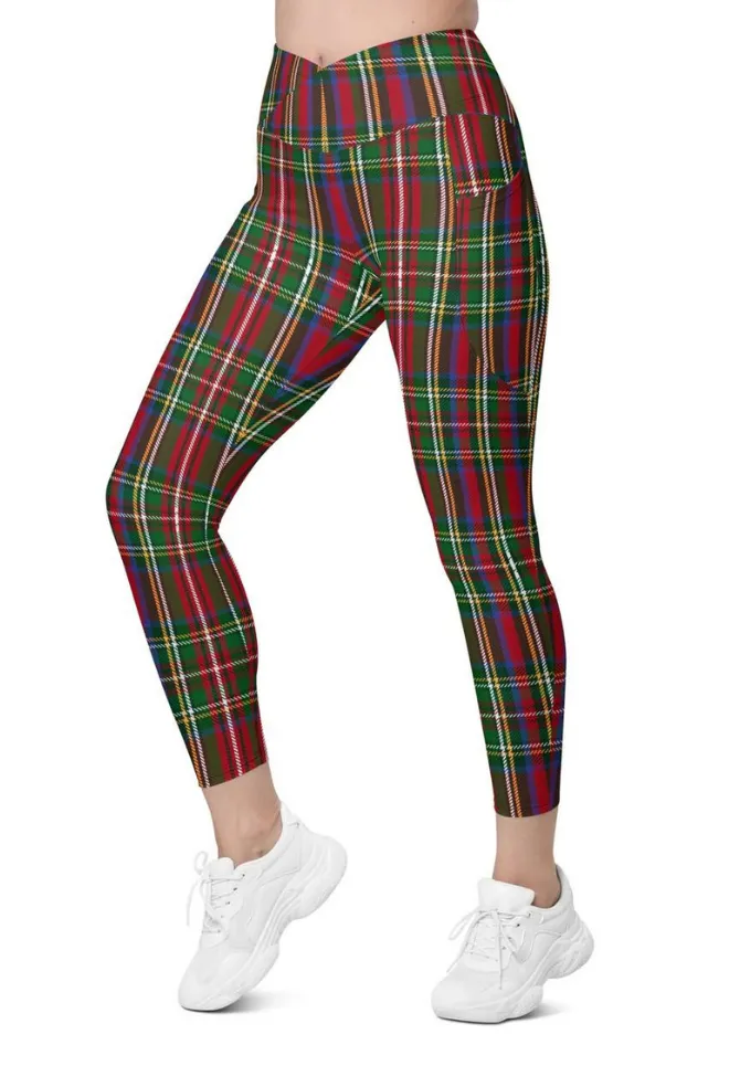 Tartan Christmas Crossover Leggings With Pockets