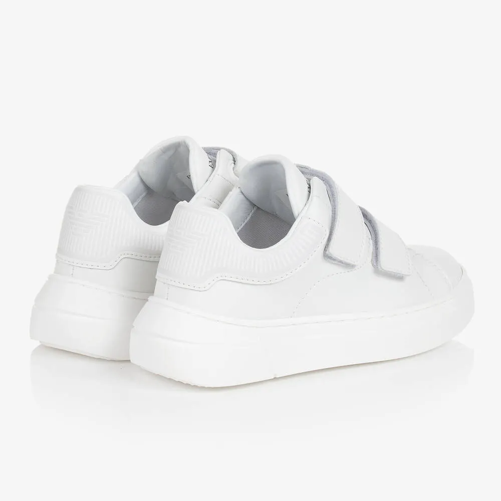 Teen Boys White Leather Velcro Trainers