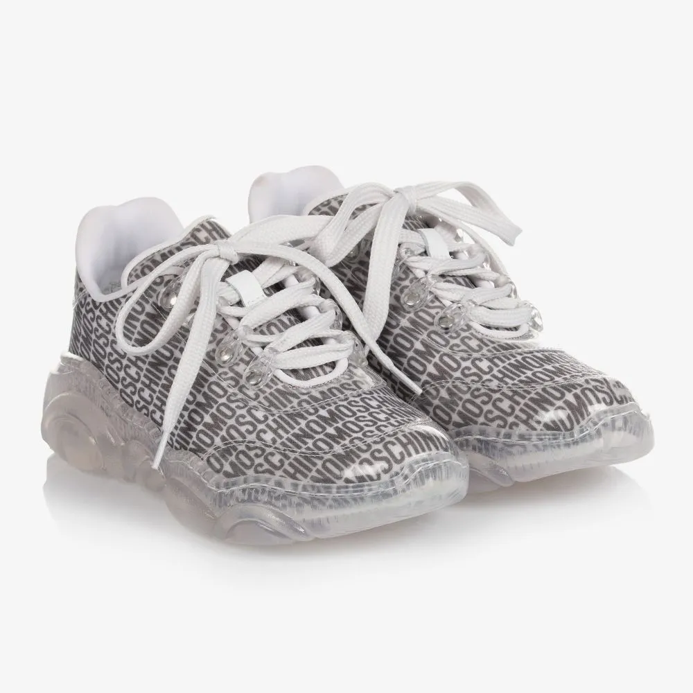 Teen Grey Multi Logo Trainers