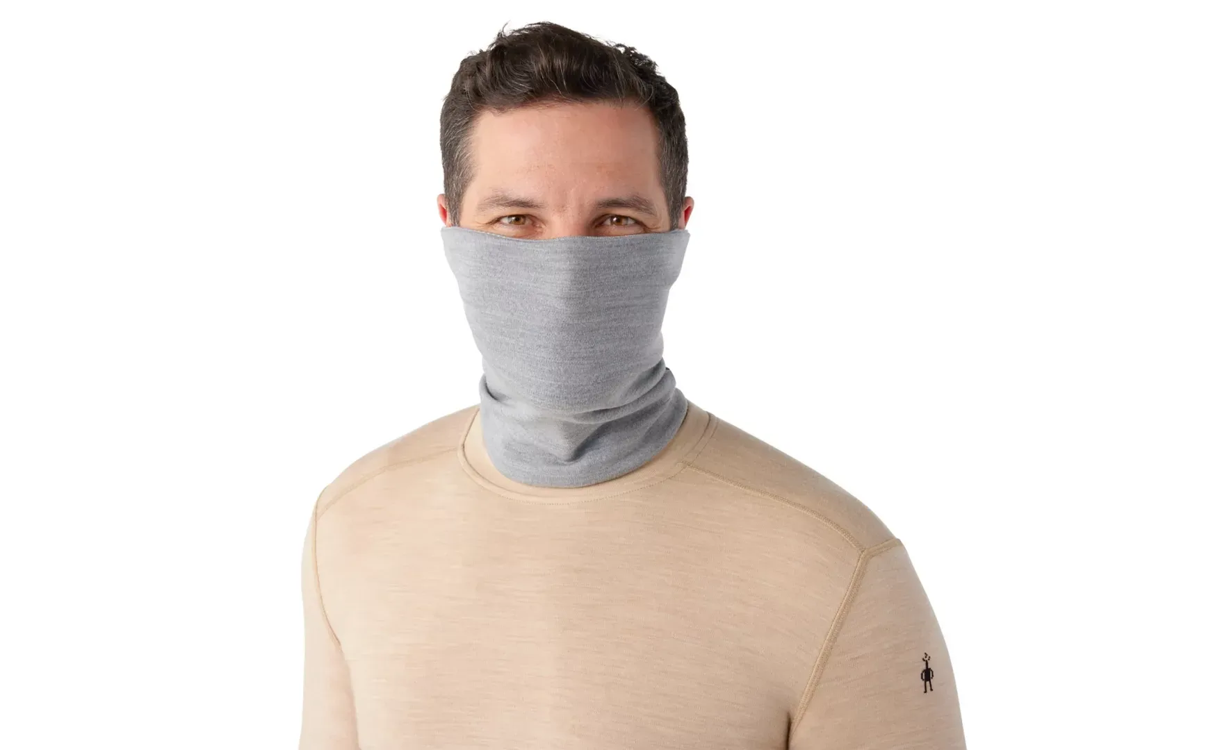 THERMAL MARINO REVERSIBLE NECK GAITER - LIGHT GRAY MOUNTAIN SCAPE