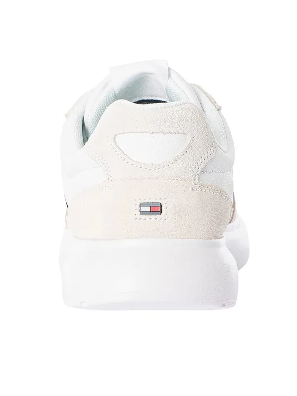 Tommy Hilfiger Light Cupsole Leather Mix Stripes Trainers - White