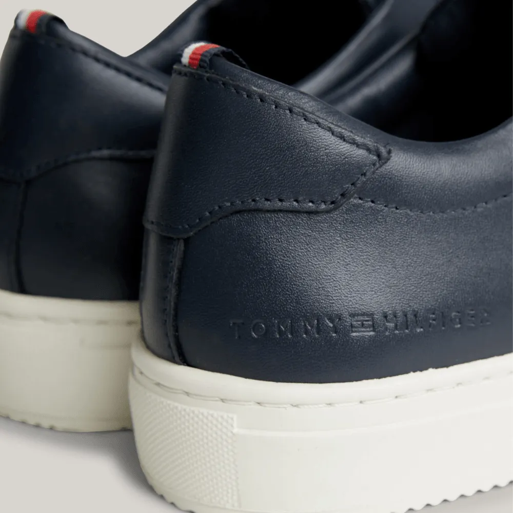 Tommy Hilfiger Premium Heritage Leather Cupsole Trainers in Navy