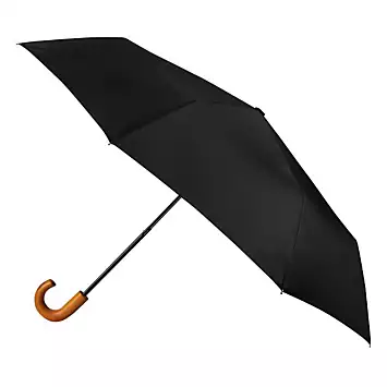 Totes ECO-BRELLA® Classic Wood Crook Umbrella Black | Kaleidoscope