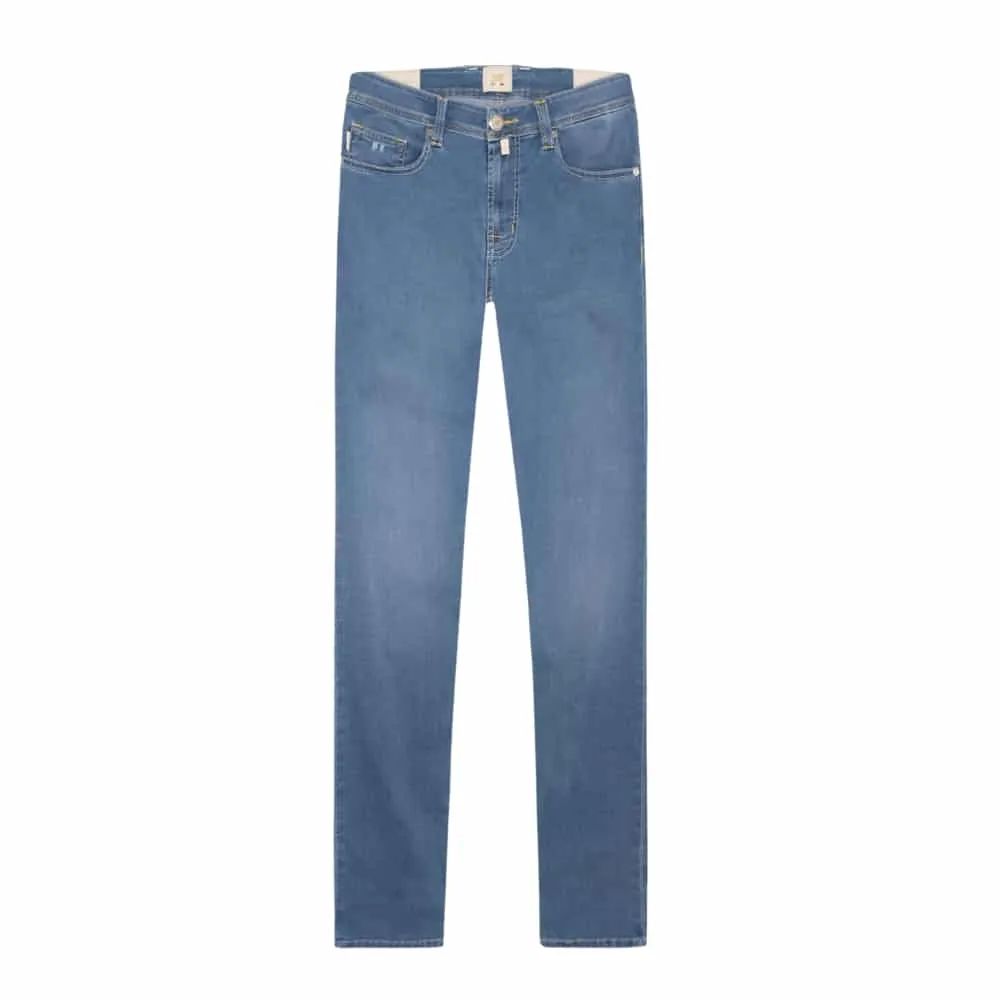 Tramarossa Leonardo Zip SS Yellow Coloured Stitch Stone Blue Jeans | Menswear Online