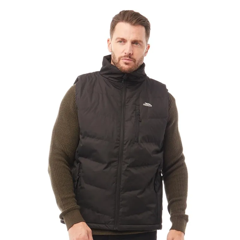 Trespass Mens Brecker Padded Waterproof Gilet Vest Black