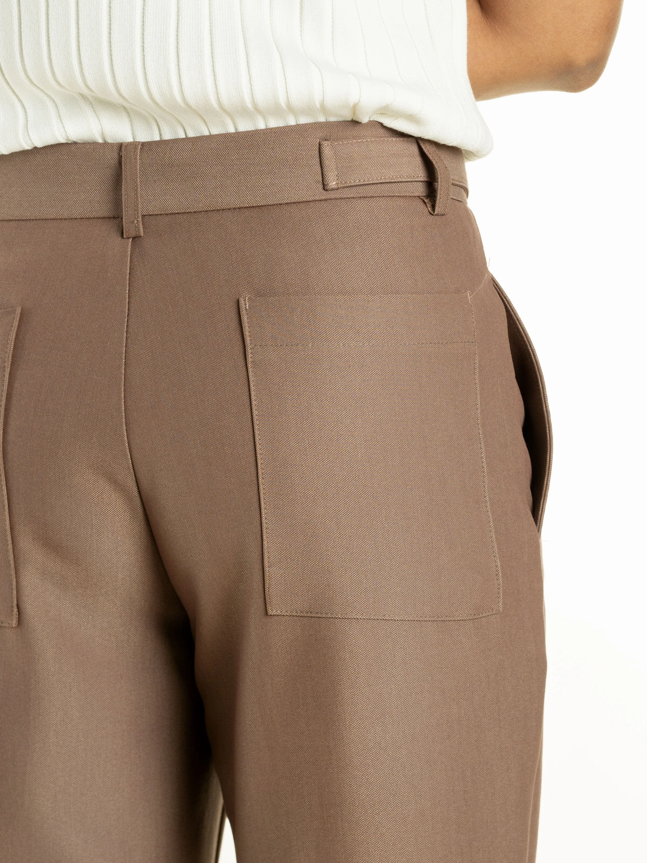 Trousers Belt Loop With Side Adjusters - Cocoa (Straight Cut)