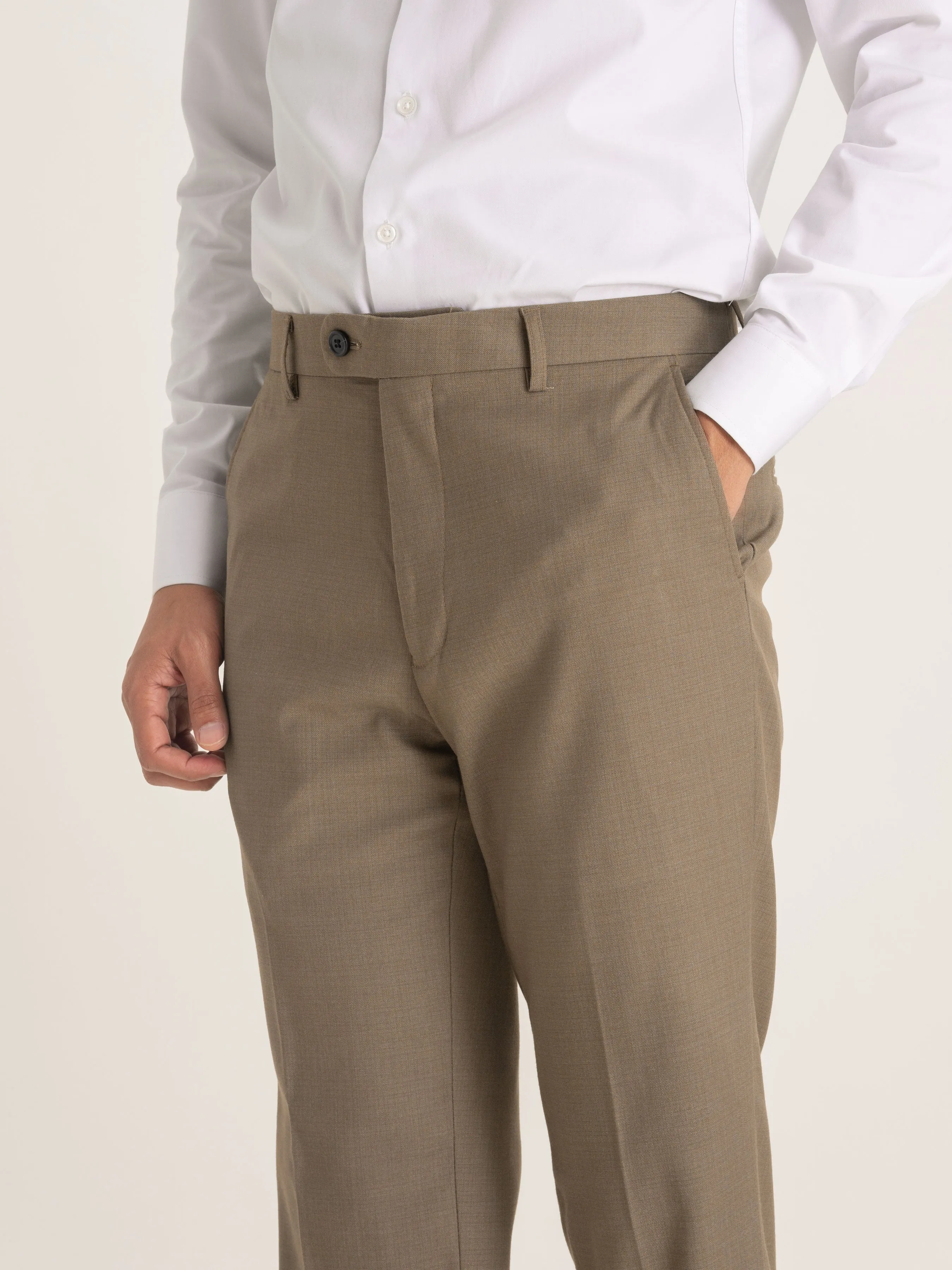 Trousers With Belt Loop -  Khakis Plain (Stretchable)