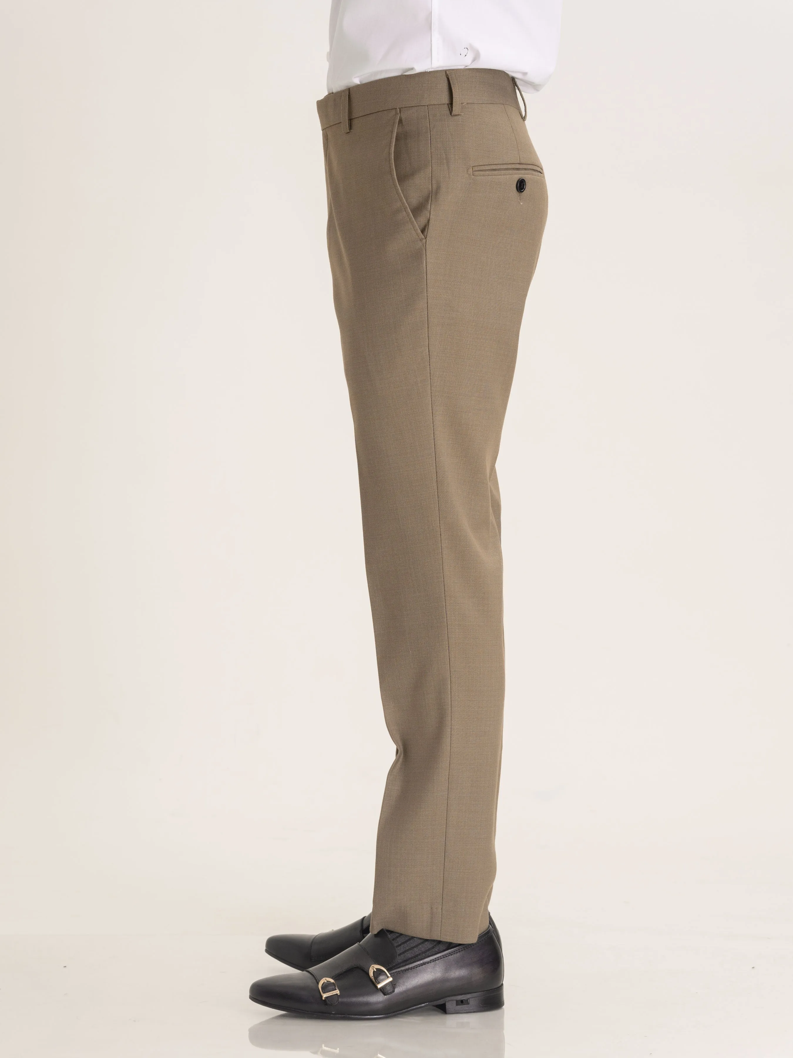 Trousers With Belt Loop -  Khakis Plain (Stretchable)