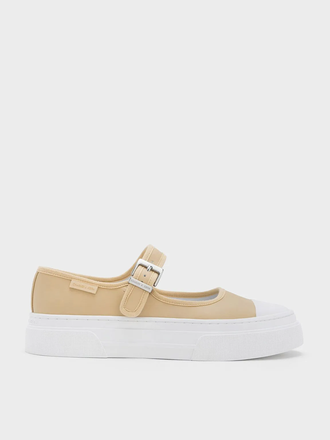 Two-Tone Mary Jane Sneakers - Beige