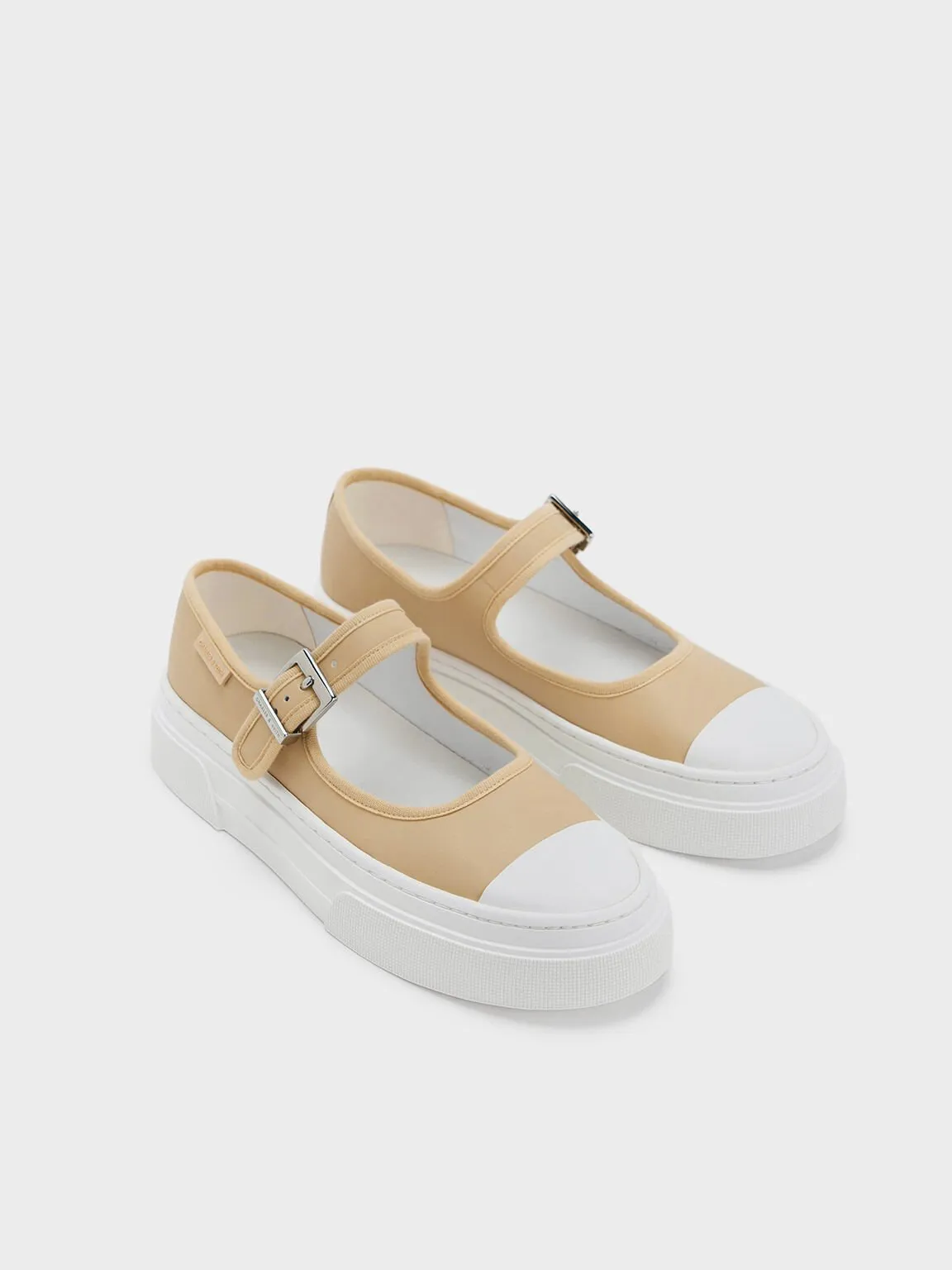 Two-Tone Mary Jane Sneakers - Beige