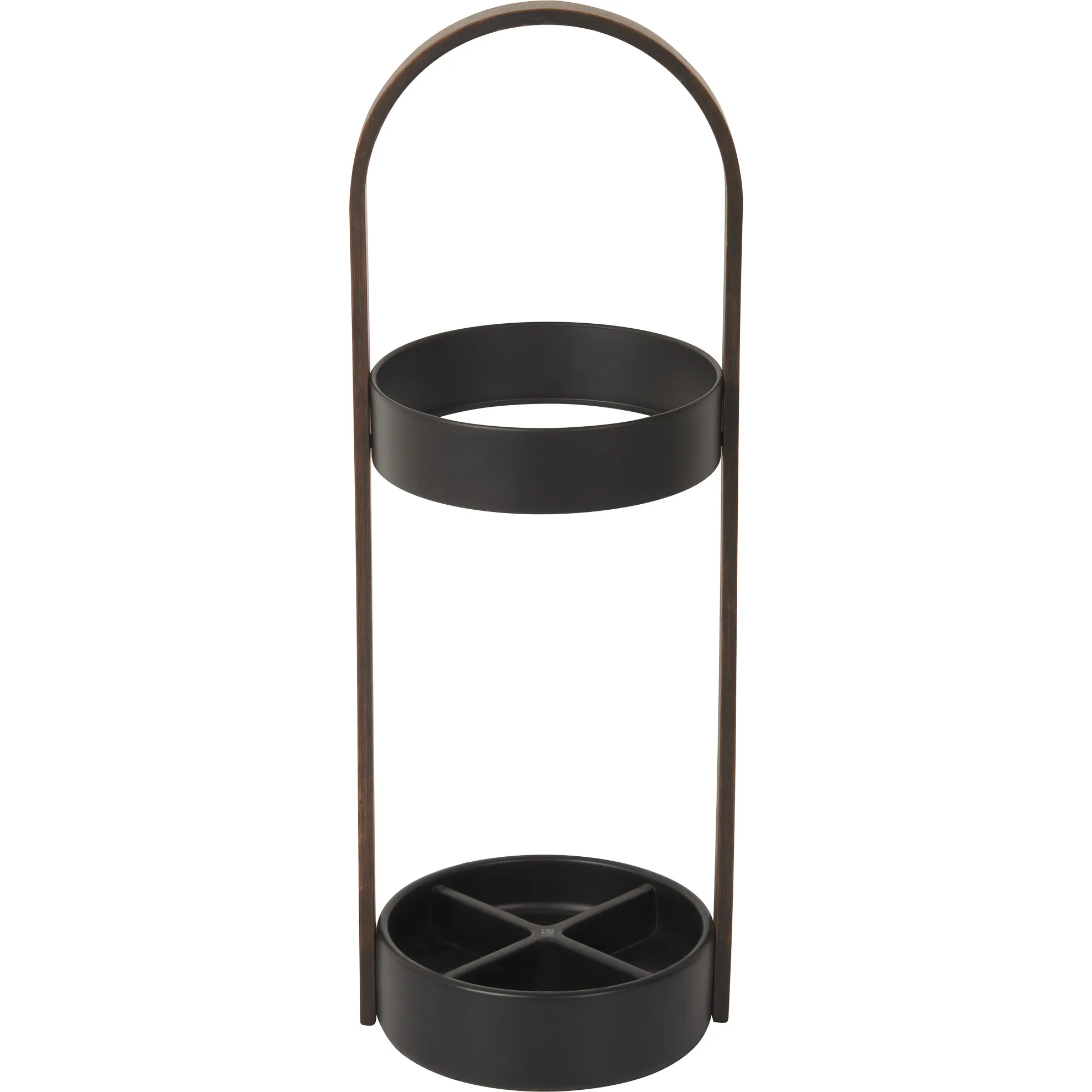 Umbra Hub Umbrella Stand, Black/Walnut