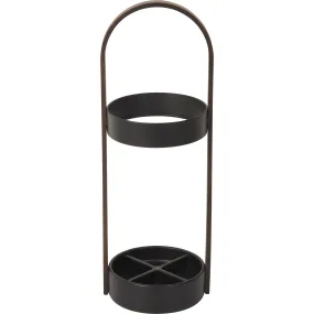 Umbra Hub Umbrella Stand, Black/Walnut