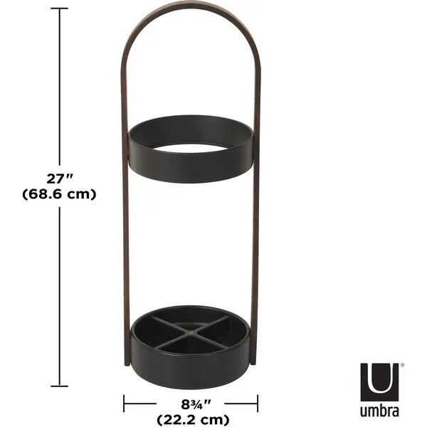 Umbra Hub Umbrella Stand, Black/Walnut