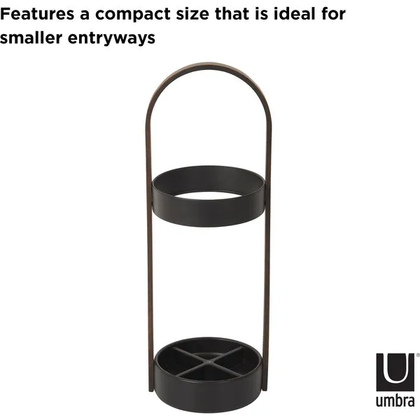 Umbra Hub Umbrella Stand, Black/Walnut