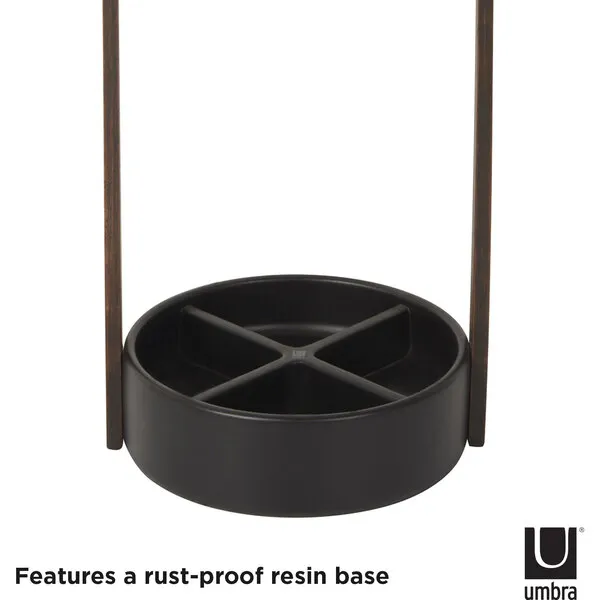 Umbra Hub Umbrella Stand, Black/Walnut