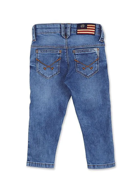 U.S. Polo Assn. Kids Boys Blue Mid Rise Slim Fit Jeans