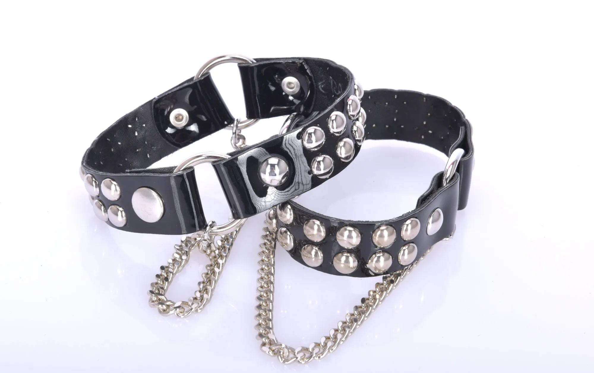 VEGAN BOOT BELT LEA - 2CM - SINGLE CHAIN - BLACK SHINY