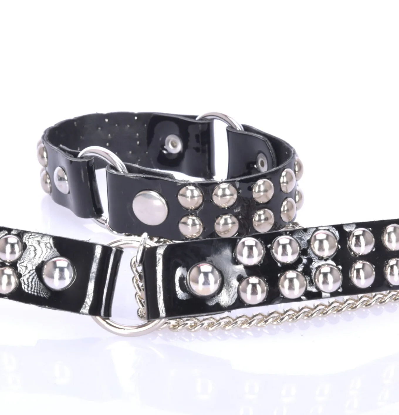 VEGAN BOOT BELT LEA - 2CM - SINGLE CHAIN - BLACK SHINY