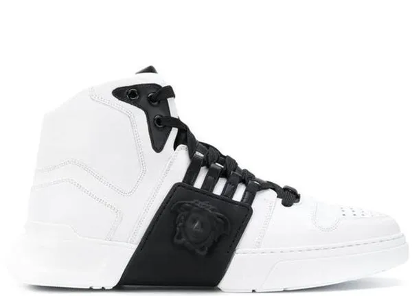 VERSACE Medusa Strap Hi-top Sneakers, White