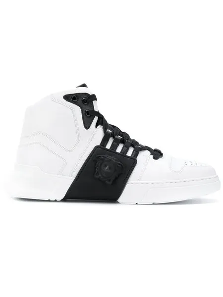 VERSACE Medusa Strap Hi-top Sneakers, White