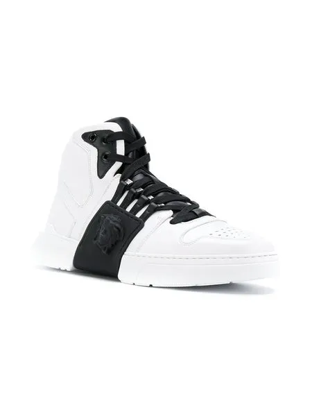 VERSACE Medusa Strap Hi-top Sneakers, White