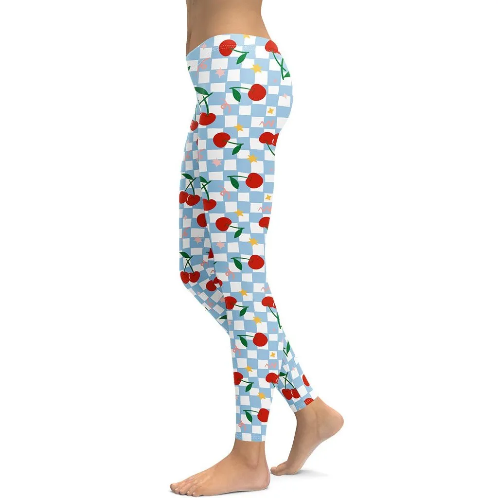 Vintage Cherry Checkered Leggings