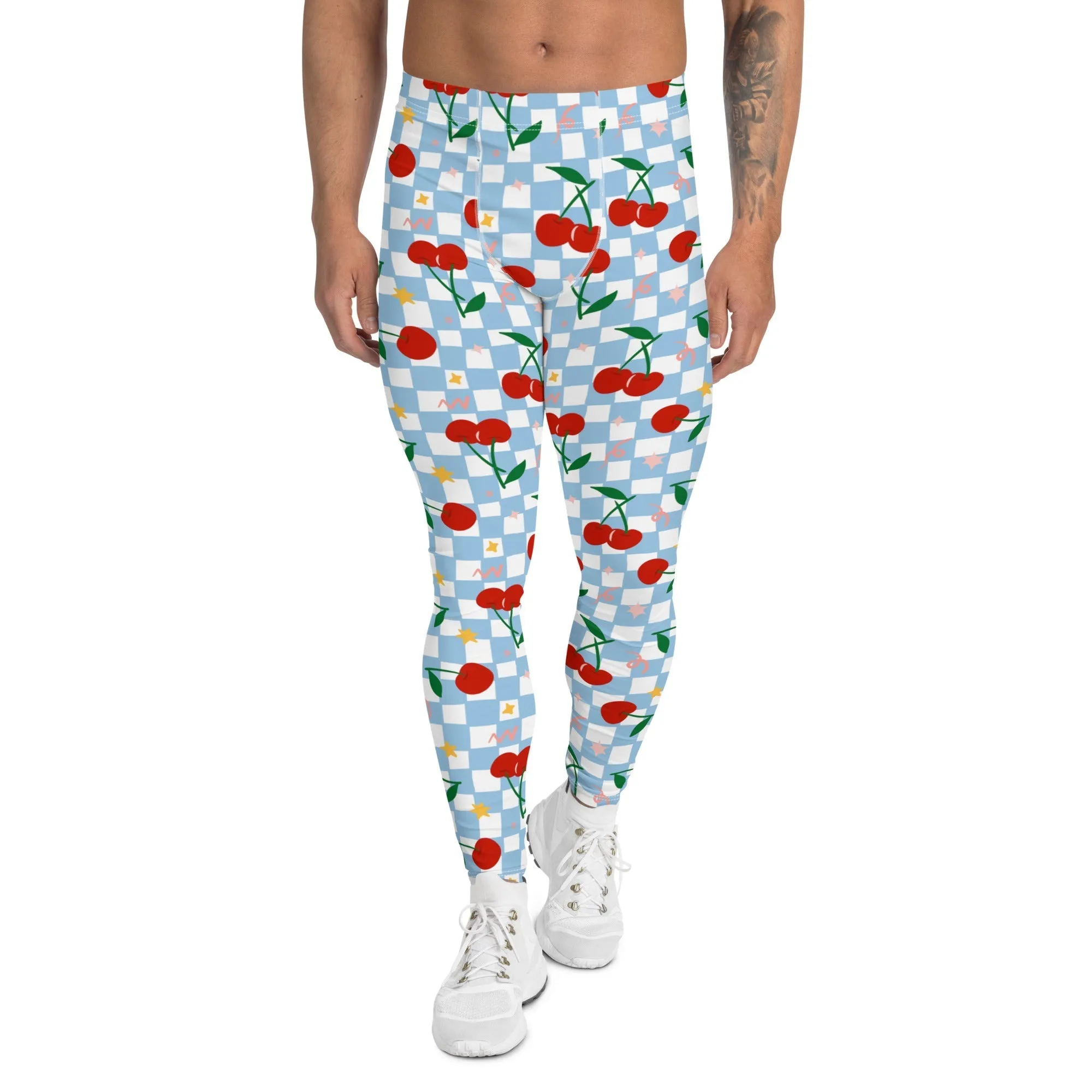 Vintage Cherry Checkered Men's Leggings