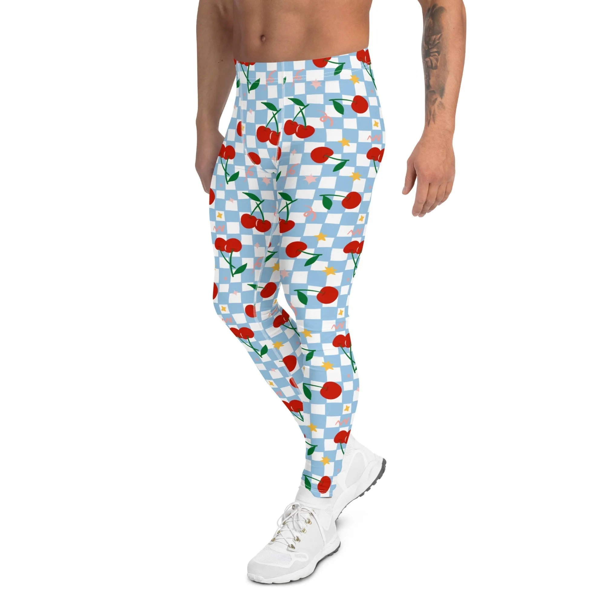 Vintage Cherry Checkered Men's Leggings