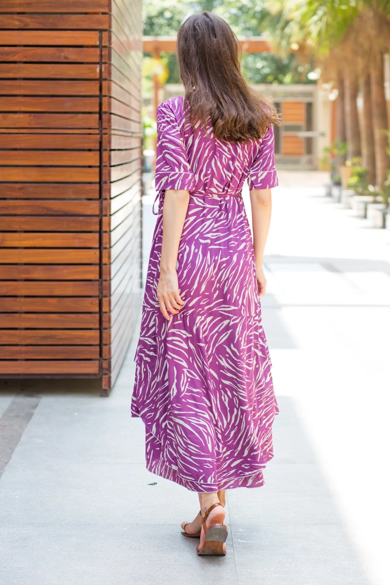 Violet Print Maternity & Nursing Flair Dress