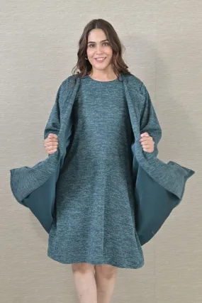 Warm Ocean Green Maternity Winter Cover Up