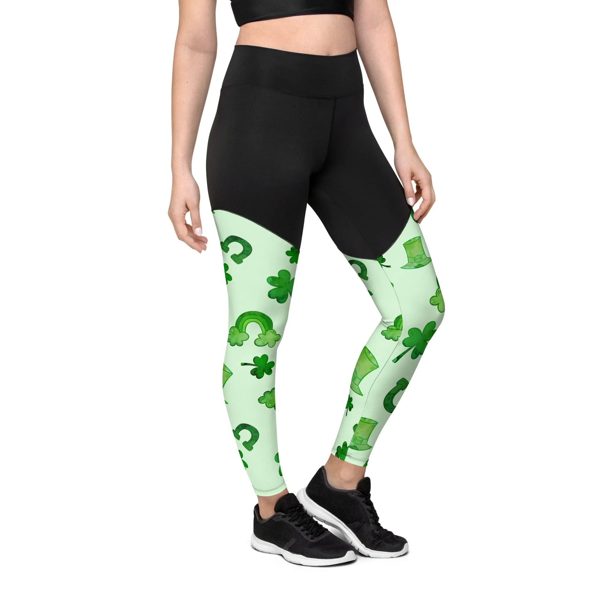 Watercolor St. Patrick's Day Compression Leggings