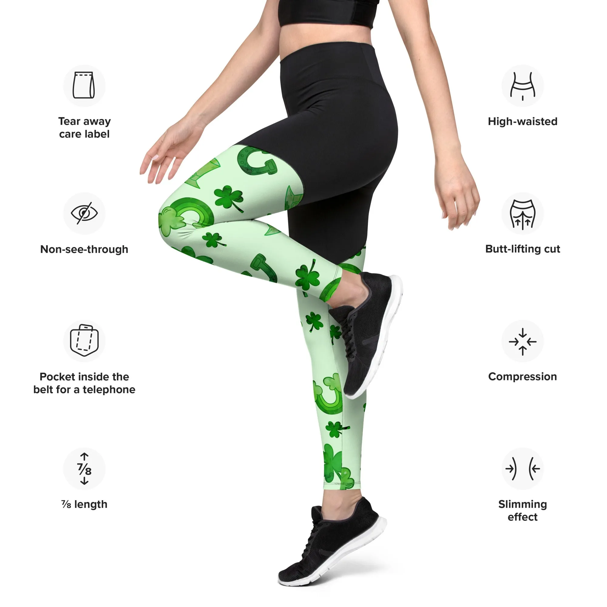 Watercolor St. Patrick's Day Compression Leggings