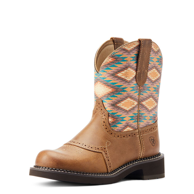 Women's Fatbaby Heritage Farrah Western Boot in Tan/Aztec