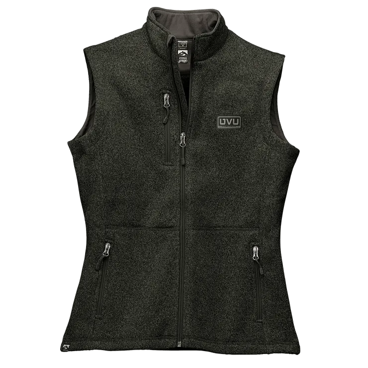 WOMEN’S STORM CREEK SWEATERFLEECE VEST- Pleather Mono Patch