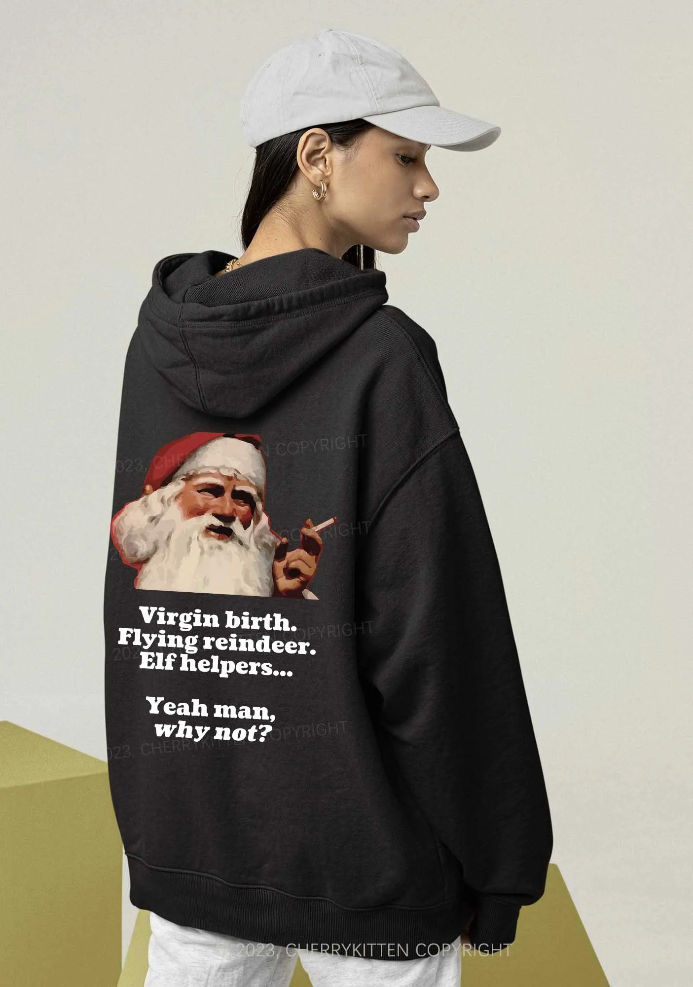 Yeah Man Why Not Christmas Y2K Hoodie Cherrykitten