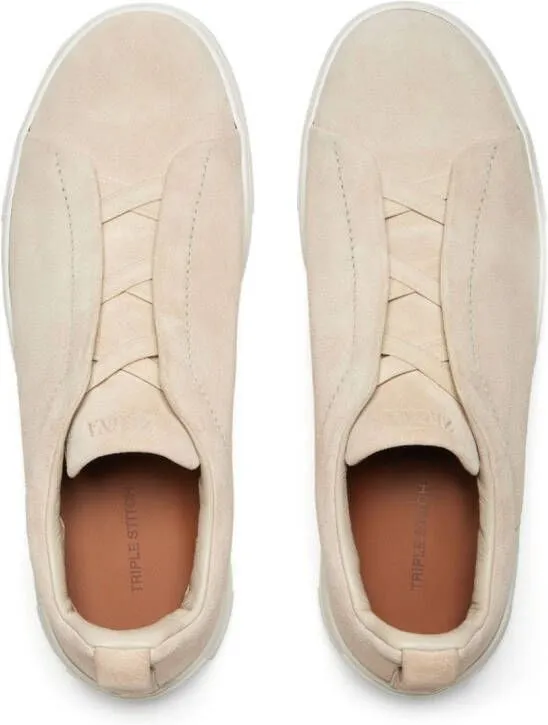 Zegna Triple Stitch leather sneakers Neutrals